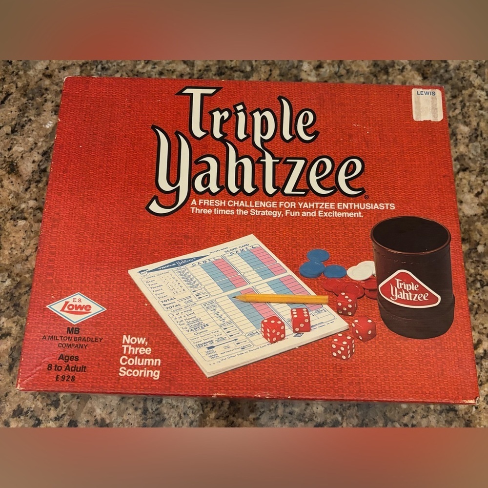 Vintage 1973 Triple Yahtzee Game-Milton Bradley